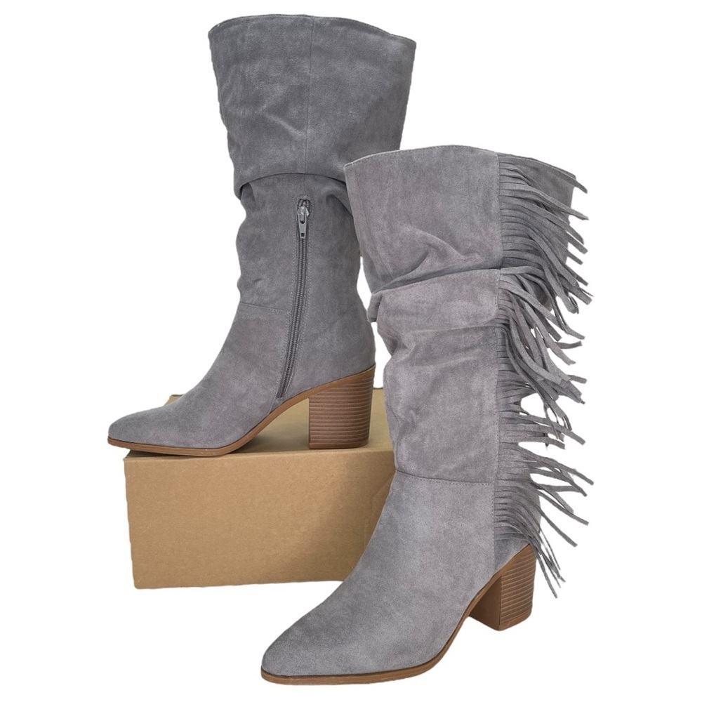 Journee Collection Hartly Grey Extra Wide Calf Womens Mid-Calf Boots Size 8.5M - Picture 11 of 11